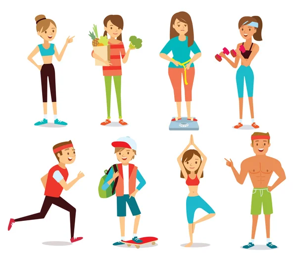 Fitness, yoga y estilo de vida saludable — Vector de stock