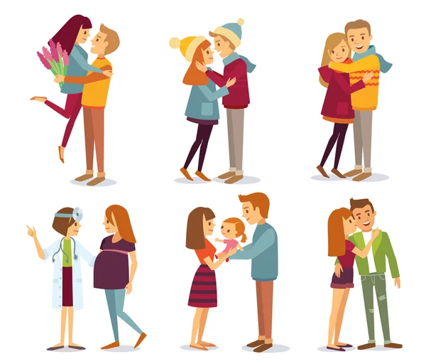 Personas y amor, familia, relación — Vector de stock