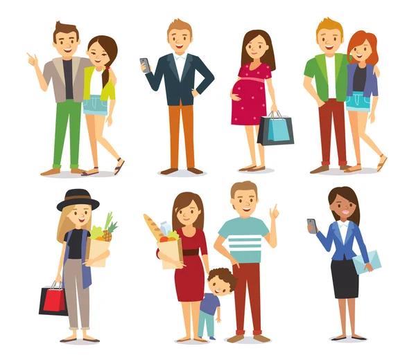 Style people and couples vector at the simple style — Stock Vector