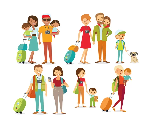 Personas que viajan con familia — Vector de stock