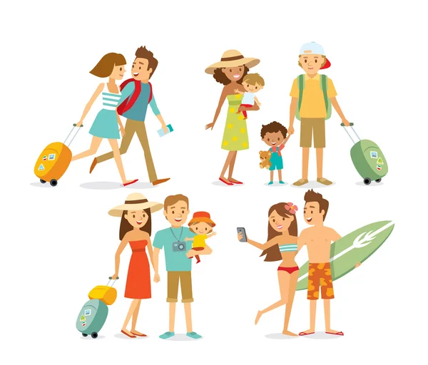 Famille en vacances — Image vectorielle