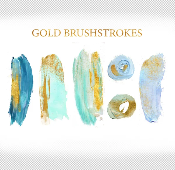 Gold brush  strokes set — Stock Photo, Image