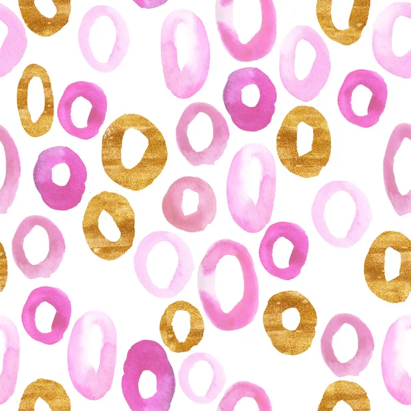 Gold round and pink watercolor — Stock Photo, Image