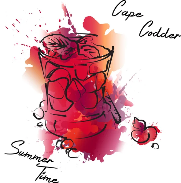 夏季酒吧鸡尾酒与浆果 — 图库矢量图片