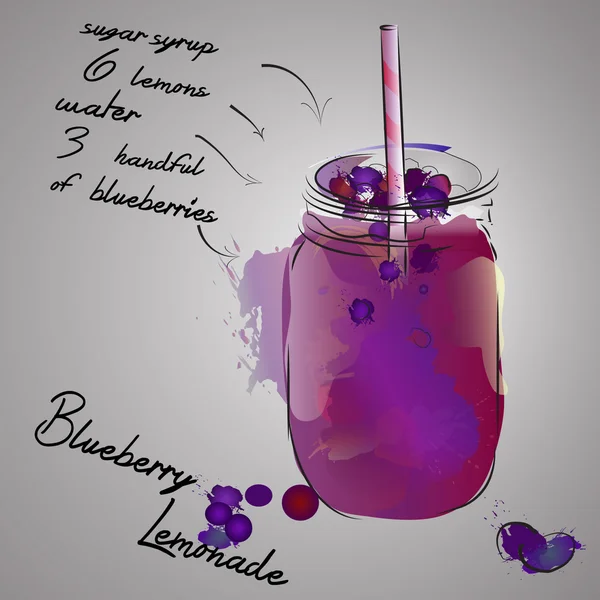 Blueberry lemonade — Stock Vector