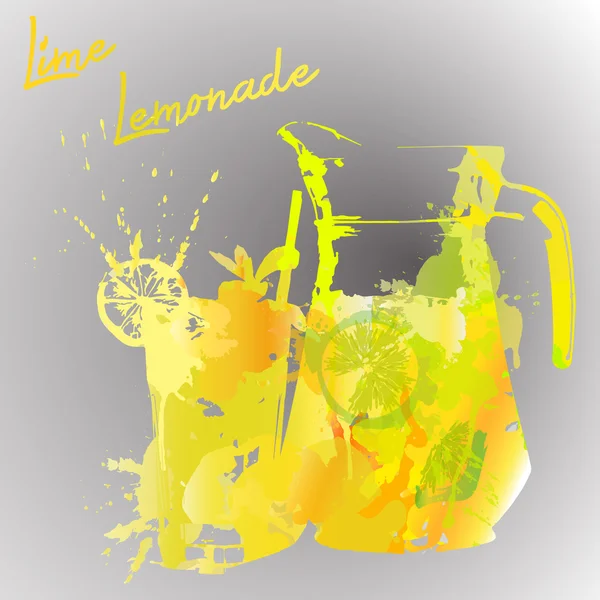 Limonade met aquarel splash — Stockvector