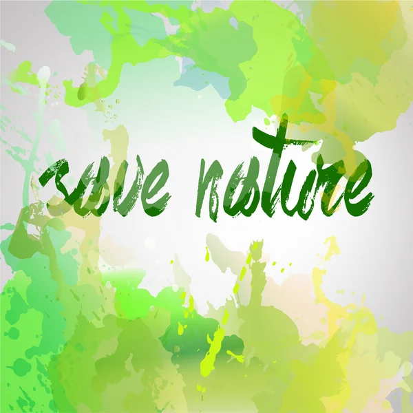 Watercolor vector hand drawn splash with artistic edges. Nature, eco background. Brush stroke with space for text. Template for banners. Abstract texture. Green and yellow. — Stock Vector