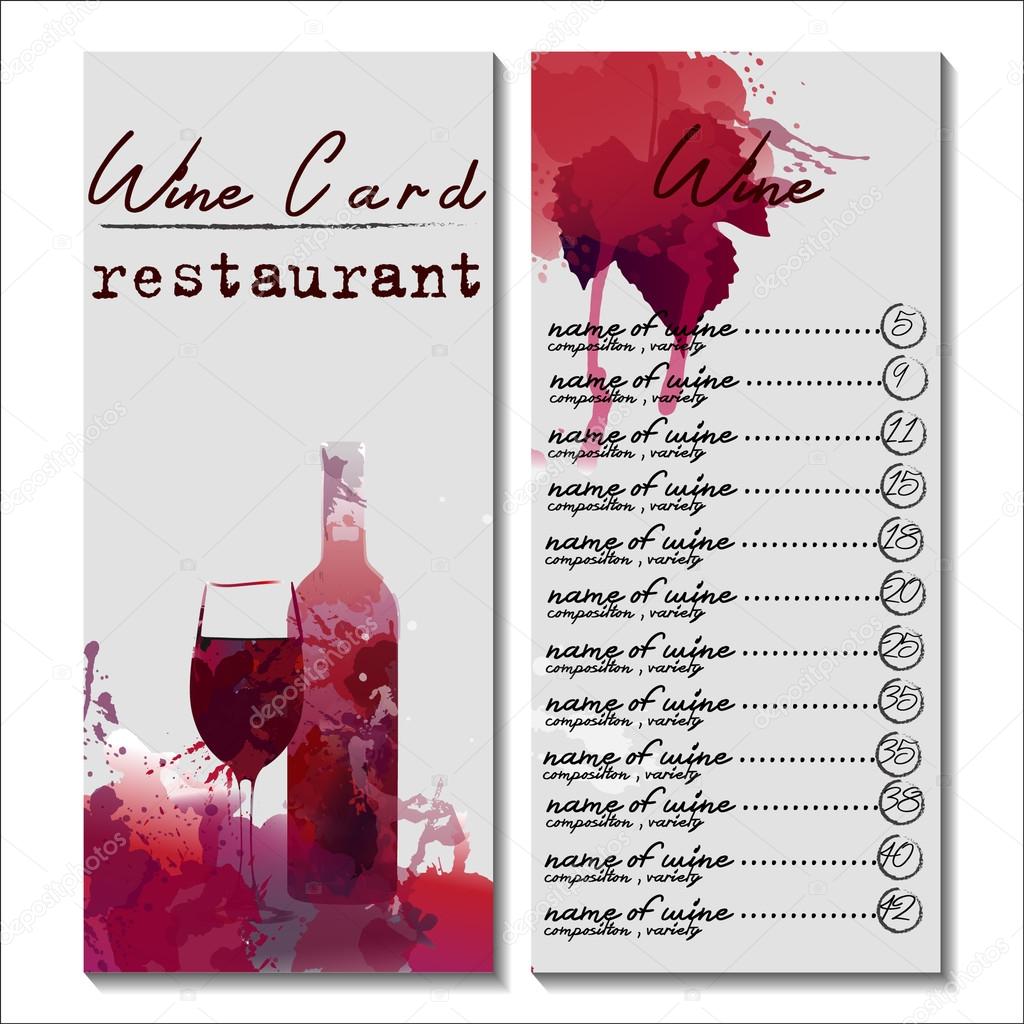 restaurant wine card with watercolor splash