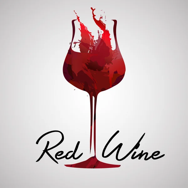 Renkli su sıçramalarına kırmızı şarap cam ürünleri — Stok Vektör