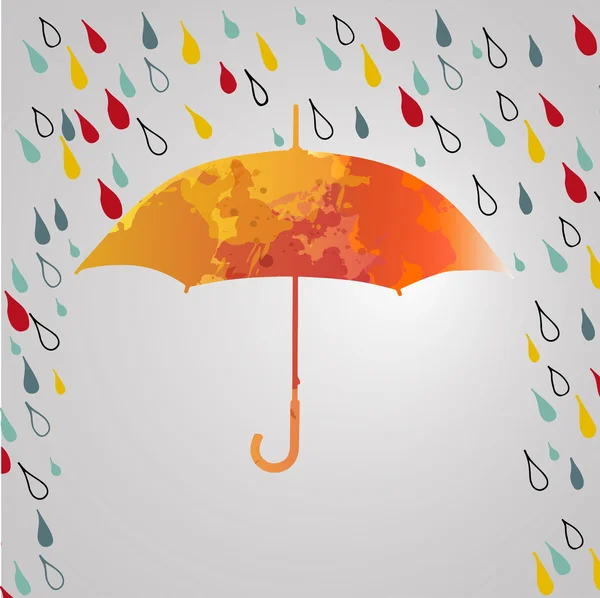 Verregneter Herbst mit Regenschirm. Regenzeit. — Stockvektor