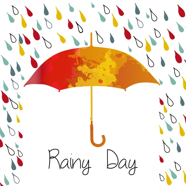 Verregneter Herbst mit Regenschirm. Regenzeit. — Stockvektor