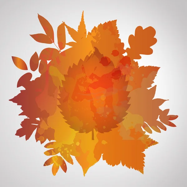 秋のオレンジ色の水彩塗りベクトルの背景 — ストックベクタ