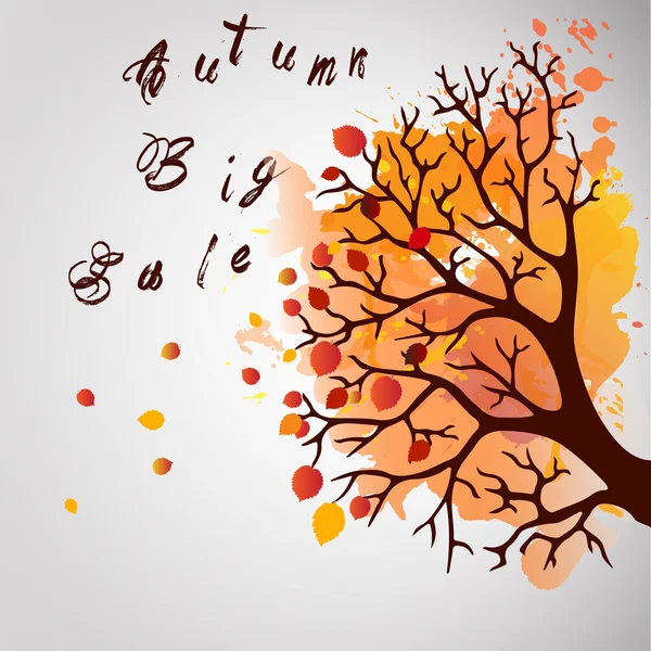 Hösten träd med blad på vit bakgrund. Elegant Design med texten utrymme och perfekt balanserade färger. — Stock vektor