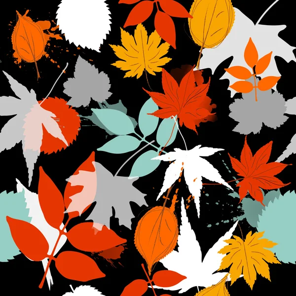 Цвет листа осенью черный фон — стоковый вектор