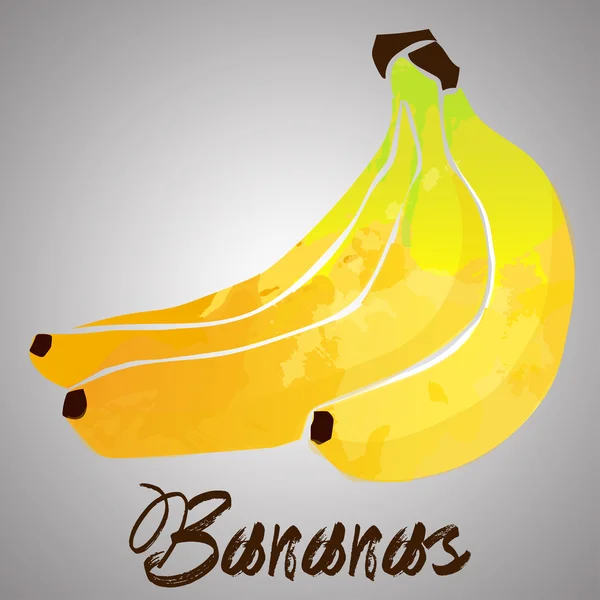 Banane avec éclaboussure aquarelle — Image vectorielle