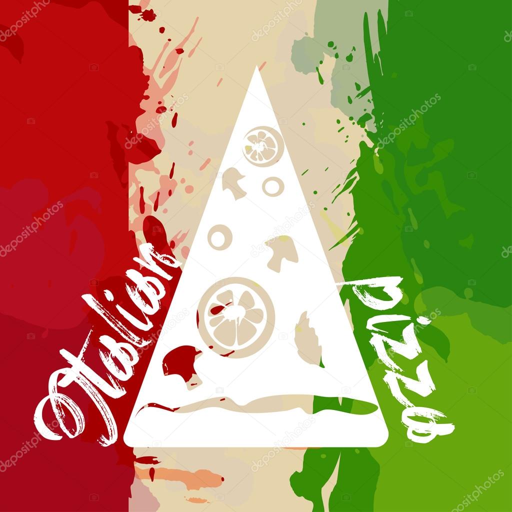 Italy flag with color splash and pizza