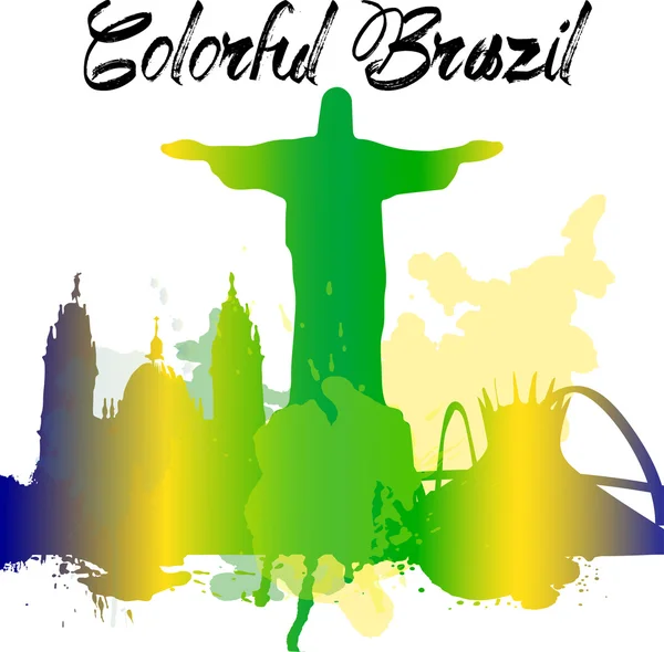 Diversity monuments of Brazil, terkenal skyline warna transparansi. vektor terorganisir dalam lapis untuk mudah disunting . - Stok Vektor