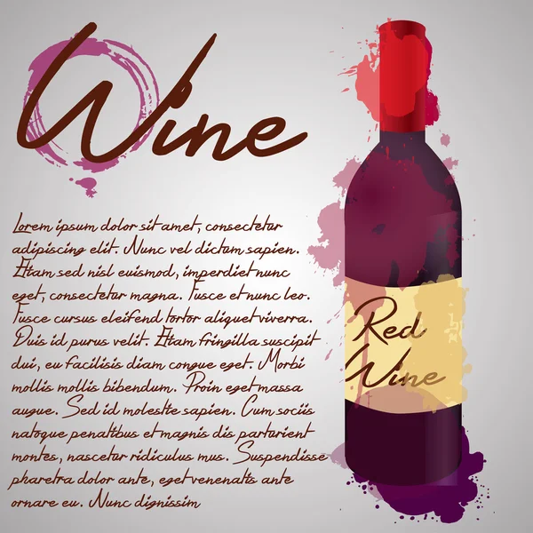 Bottle of red wine with color splash — Stock Vector