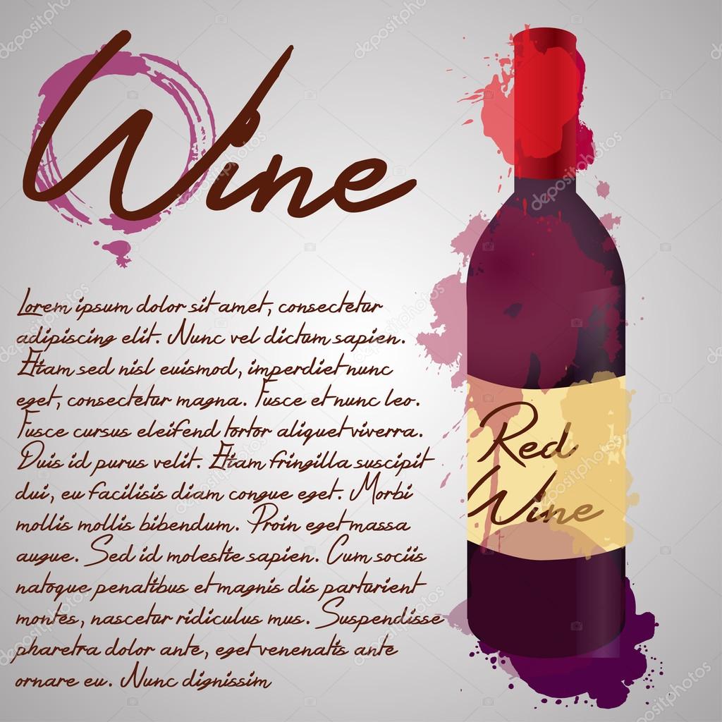 bottle of red wine with color splash
