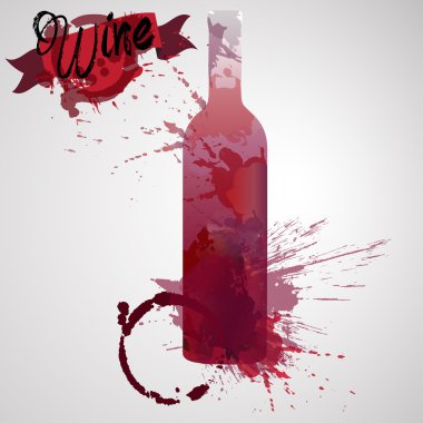 kadeh şarap ve sıçrama kırmızı şişe