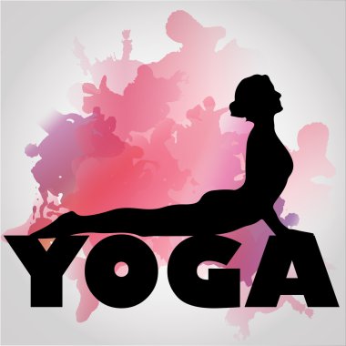 Yoga denge poz ile suluboya arka plan