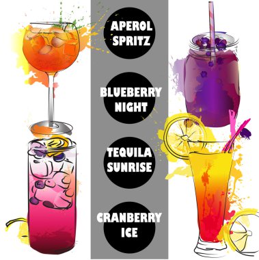 Bar kart, kokteyl kart, suluboya sıçrama