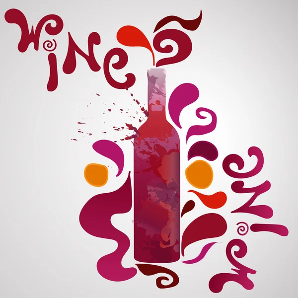 Ποτήρι κρασί και το μπουκάλι με το κόκκινο παφλασμών — Διανυσματικό Αρχείο