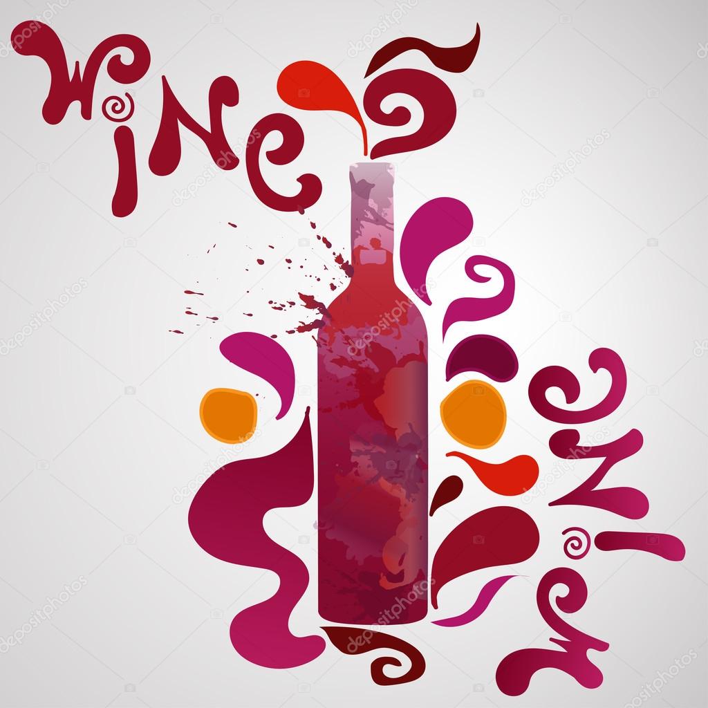 glass of wine and bottle  with splash red