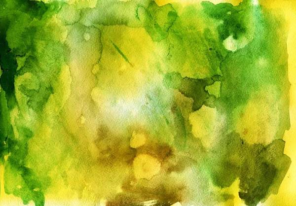 Green and yellow watercolor splash background — Stock Photo, Image