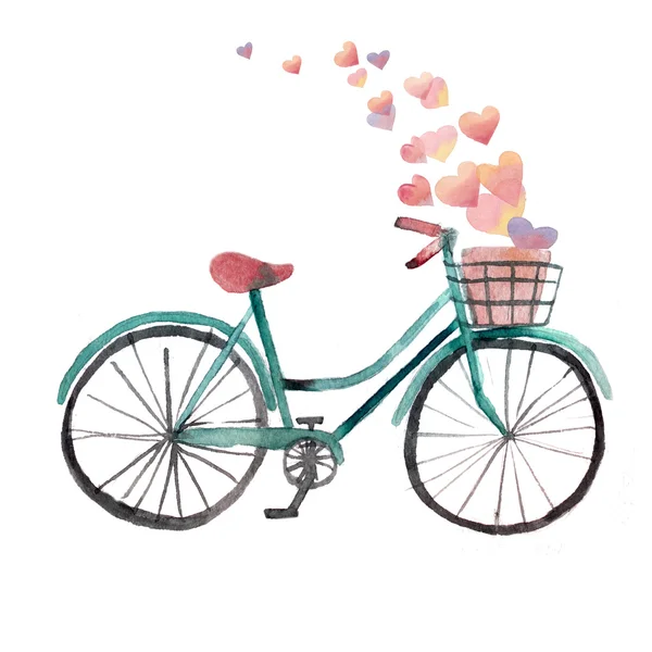 Fiets met roze hart — Stockfoto