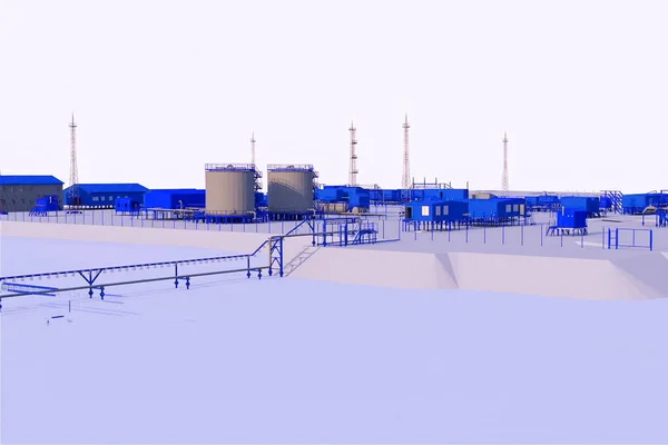 Illustrazione Diagramma Impianto Preparazione Trasporto Petrolio Gas — Foto Stock