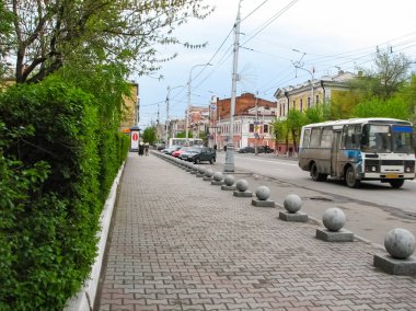 Krasnoyarsk, Rusya - 10 Şubat 2019: Krasnoyarsk şehri, şehrin sokakları ve mimarisi.