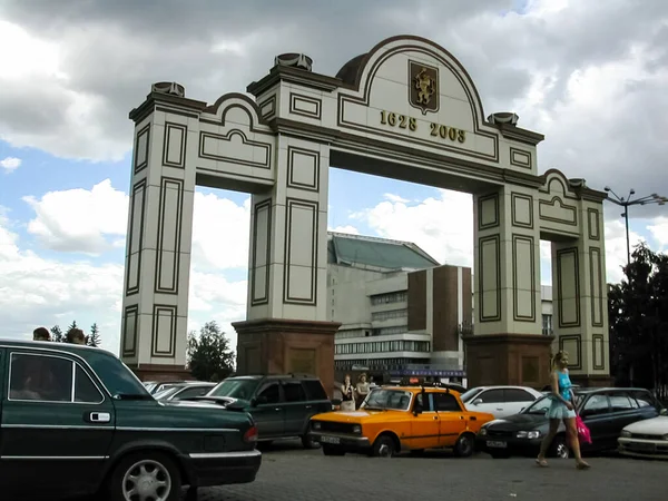 Krasnojarsk Rusland Februari 2019 Oude Boog Van Stadspoort Stad Krasnojarsk — Stockfoto