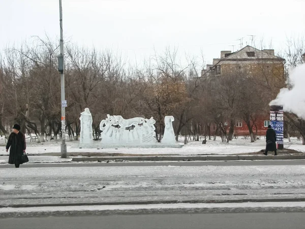 Krasnojarsk Rusland Februari 2019 Ijssculptuur Het Park — Stockfoto
