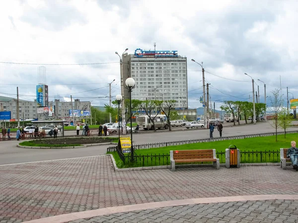 Krasnoyarsk Russia Febbraio 2019 Città Krasnoyarsk Veduta Delle Strade Dell — Foto Stock