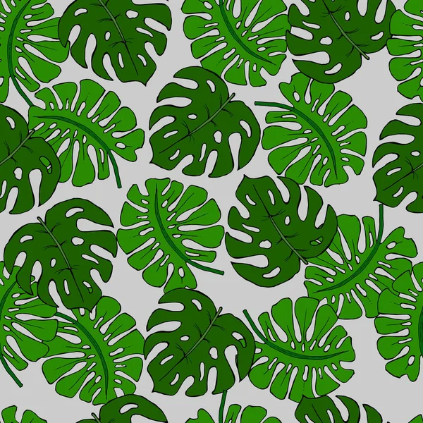Motif Sans Couture Illustration Vectorielle Feuilles Palmier Tropical Sur Fond — Image vectorielle