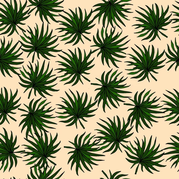 シームレスなパターン ベクトルイラスト 熱帯のヤシの葉は 穏やかな背景に 織物や壁紙のためのデザイン — ストックベクタ