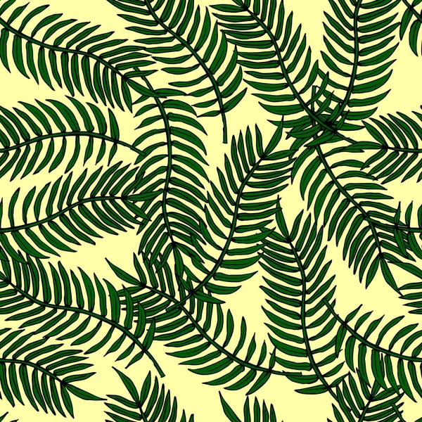Padrão Sem Costura Ilustração Vetorial Folhas Palma Tropicais Fundo Suave —  Vetores de Stock