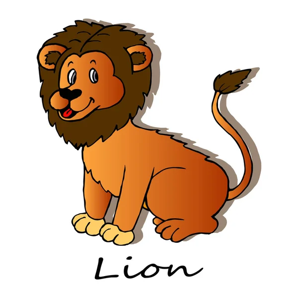 Illust Postal Logo Póster Sobre Tema África León Divertido Con — Vector de stock