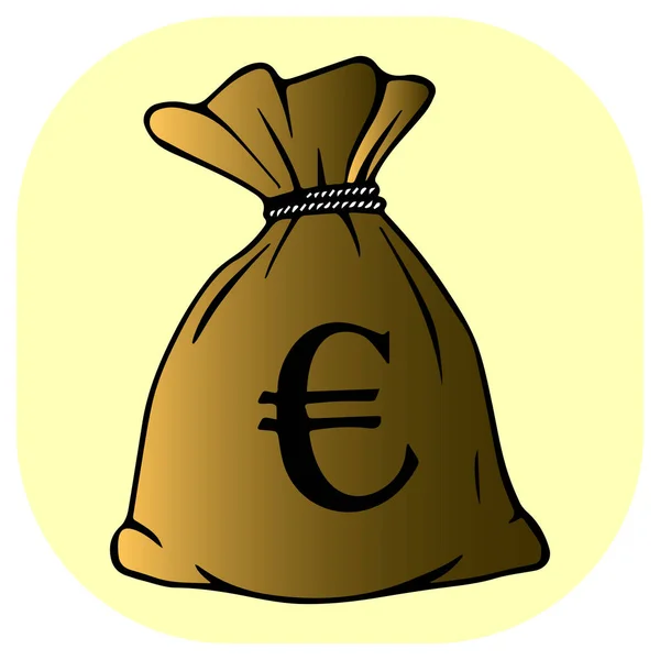 Ilustración Vectorial Sobre Tema Billete Amor Dinero Euro Una Bolsa — Archivo Imágenes Vectoriales