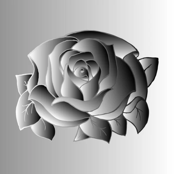 Vector Illustration Floral Background Lonely Rose White Gray Gradient Background —  Vetores de Stock