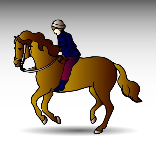 Illustration Vectorielle Cavalier Sur Cheval Cheval Sport Équestre Design Couleur — Image vectorielle