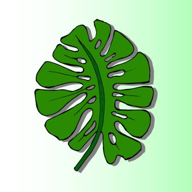 İllüstrasyon, hacimli yeşil tropikal yaprak, grafik kaynakları