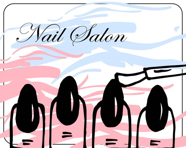 Illust Banner Voor Manicure Salon Spijkers Vernis Roze Achtergrond — Stockvector