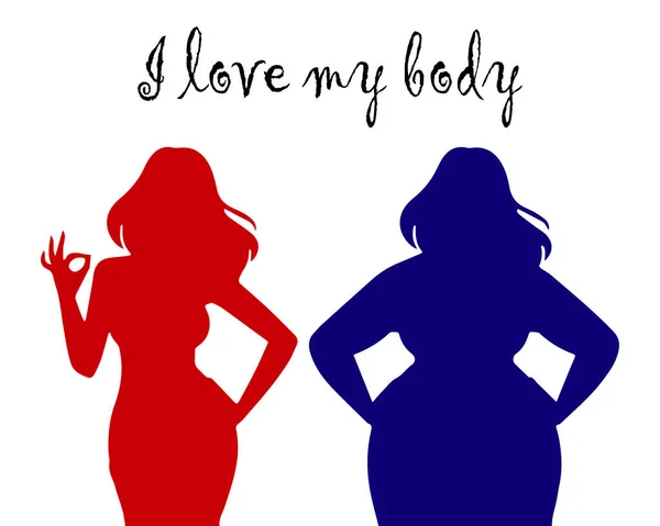 Illust Imagem Sobre Tema Corpo Positivo Todas Figuras Uma Mulher —  Vetores de Stock