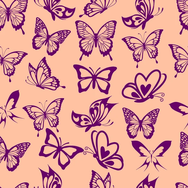 Bezešvý Vzor Šeříkoví Motýli Oranžovém Pozadí Pro Papír Textil — Stockový vektor