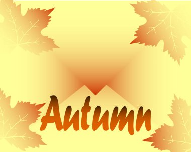 İllüstrasyon, soyut sonbahar arkaplanı, posta zarfının arka planında yapraklar çizilmiş ve kartlar, posterler, pankartlar için sonbaharda yazılmış.