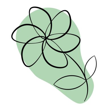 İllüstrasyon, kontür çiçeği, ve beyaz arka planda soyut zümrüt nokta, afişler, posterler, logolar için minimal tasarım