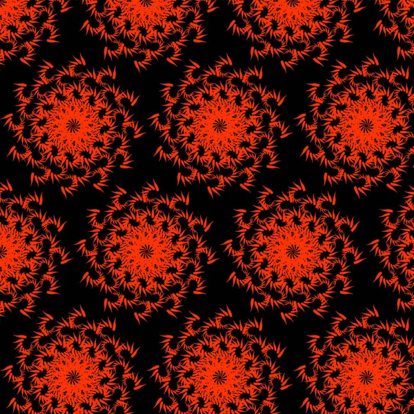 Illust Motif Sans Couture Fleurs Ethniques Abstraites Orange Sur Fond — Image vectorielle