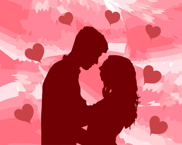 Illustrazione Immagine Astratta Due Amanti Sfondo Acquerello Rosa Cuori Inviti — Vettoriale Stock